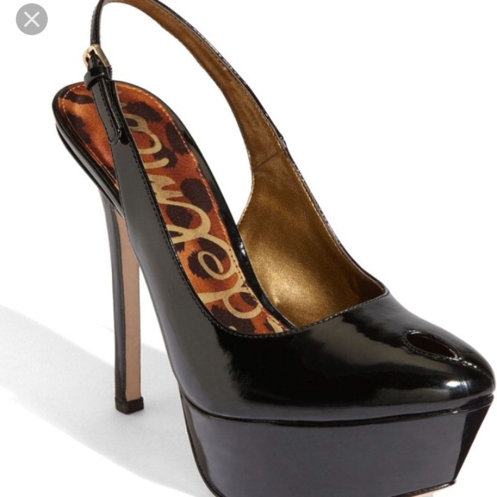 Sam Edelman Novato 10 Black Patent Heels Slingback